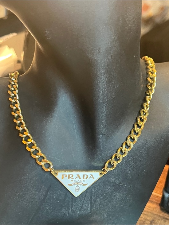 None Jewelry - Gold Triangle Logo Chain Necklace